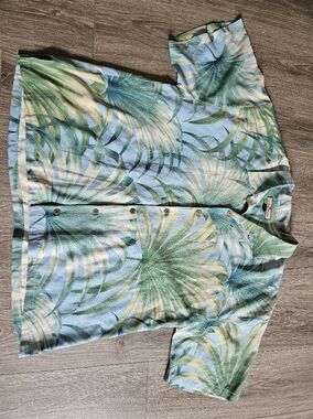 Tommy Bahama Men's Button Down Short Sleeve 100% Silk Palm Top XXL